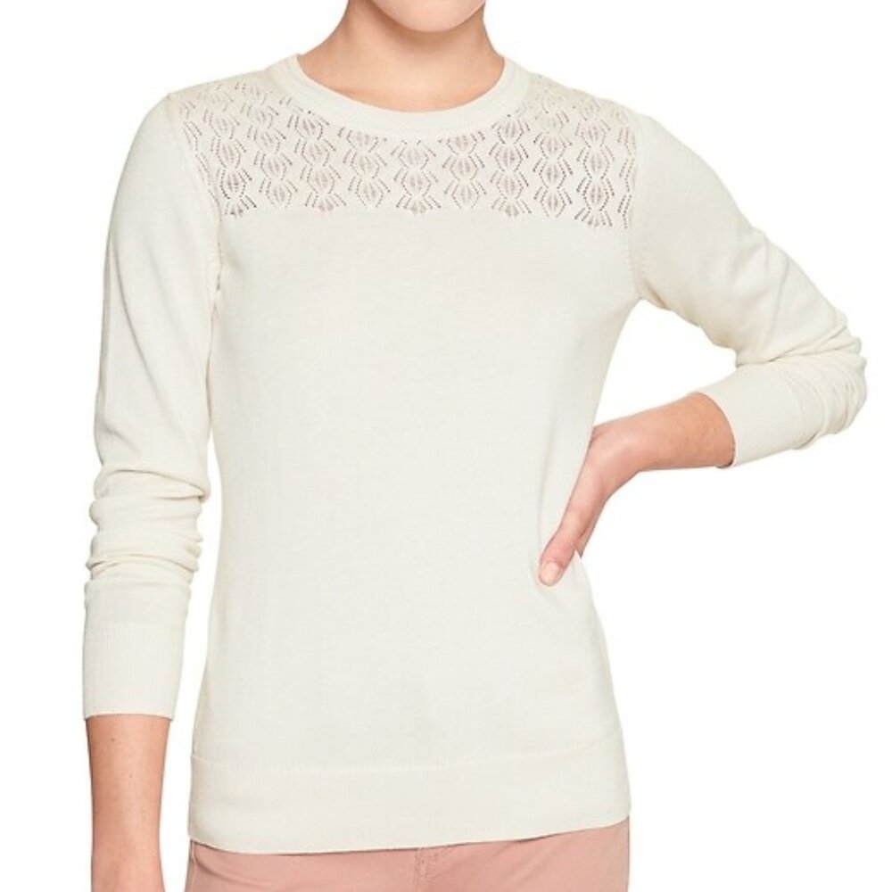 Banana Republic pointelle cotton crewneck sweater, size XL